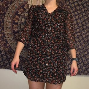 Black and red sheer button down wrap dress